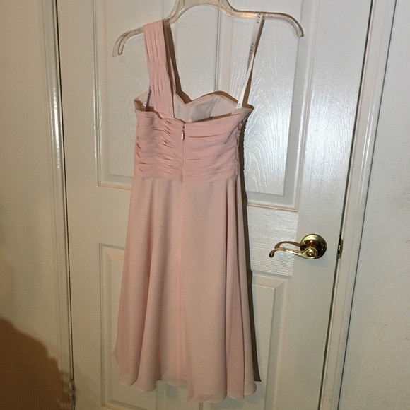 Azazie Sariah Bridesmaid Dress Blushing Pink Short Sweetheart Chiffon Sz A0 0 XS - Picture 6 of 9